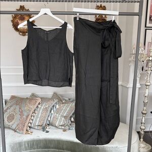 NWOT OYSHO 100% linen crossover balloon trousers AND TOP SET